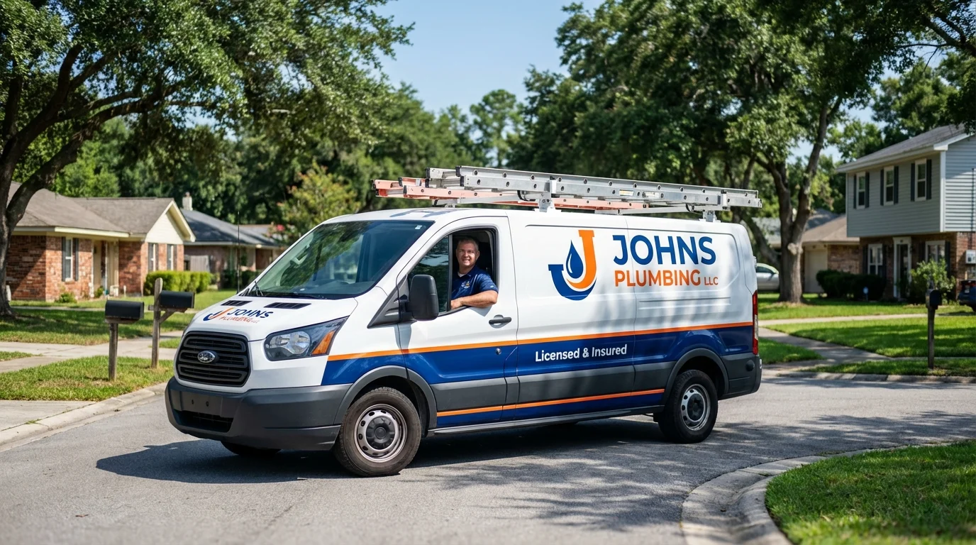 Johns Plumbing LLC service van in Linwood, NJ