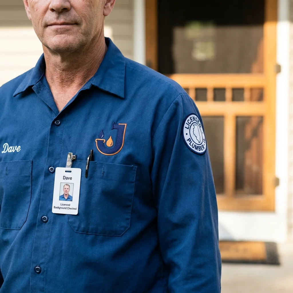 Licensed plumber showing ID badge in Linwood, NJ