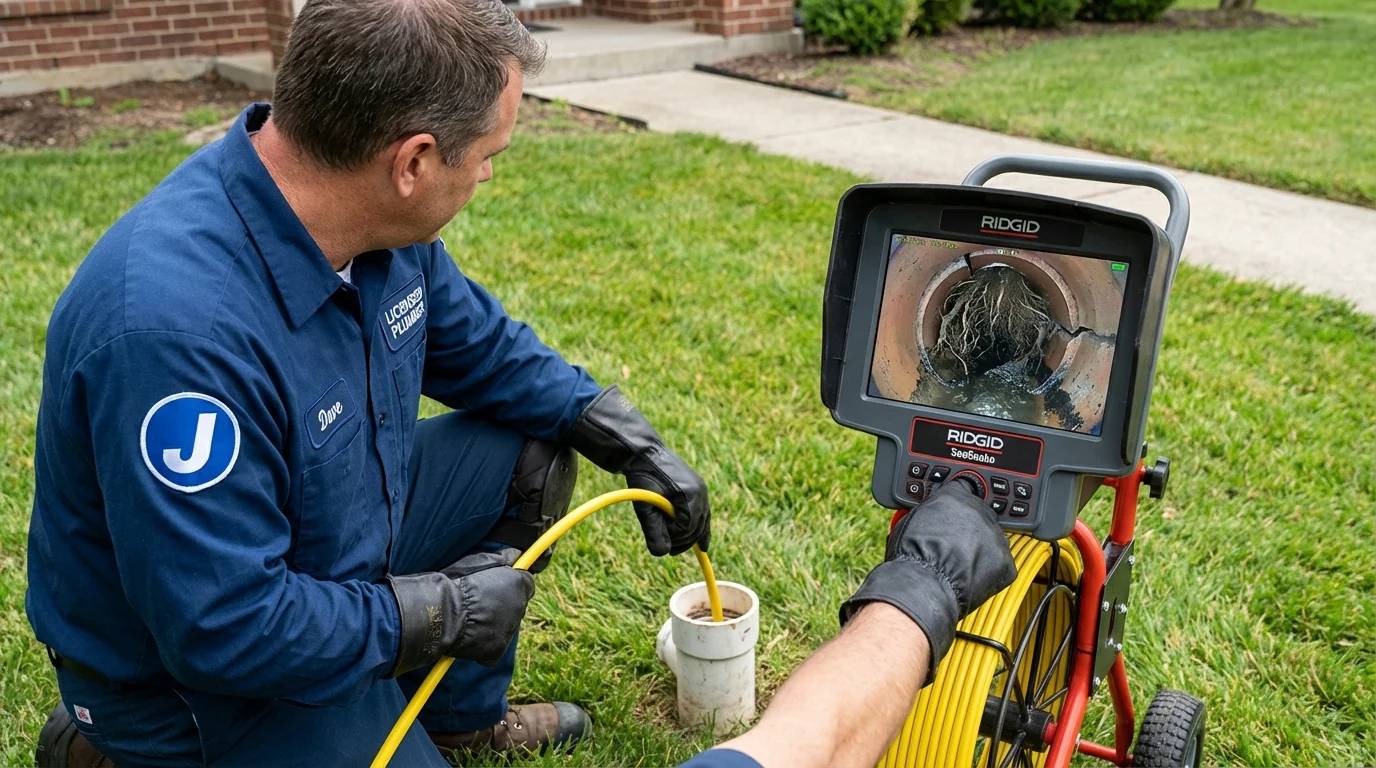 Sewer camera inspection being performed by Johns Plumbing LLC in Linwood